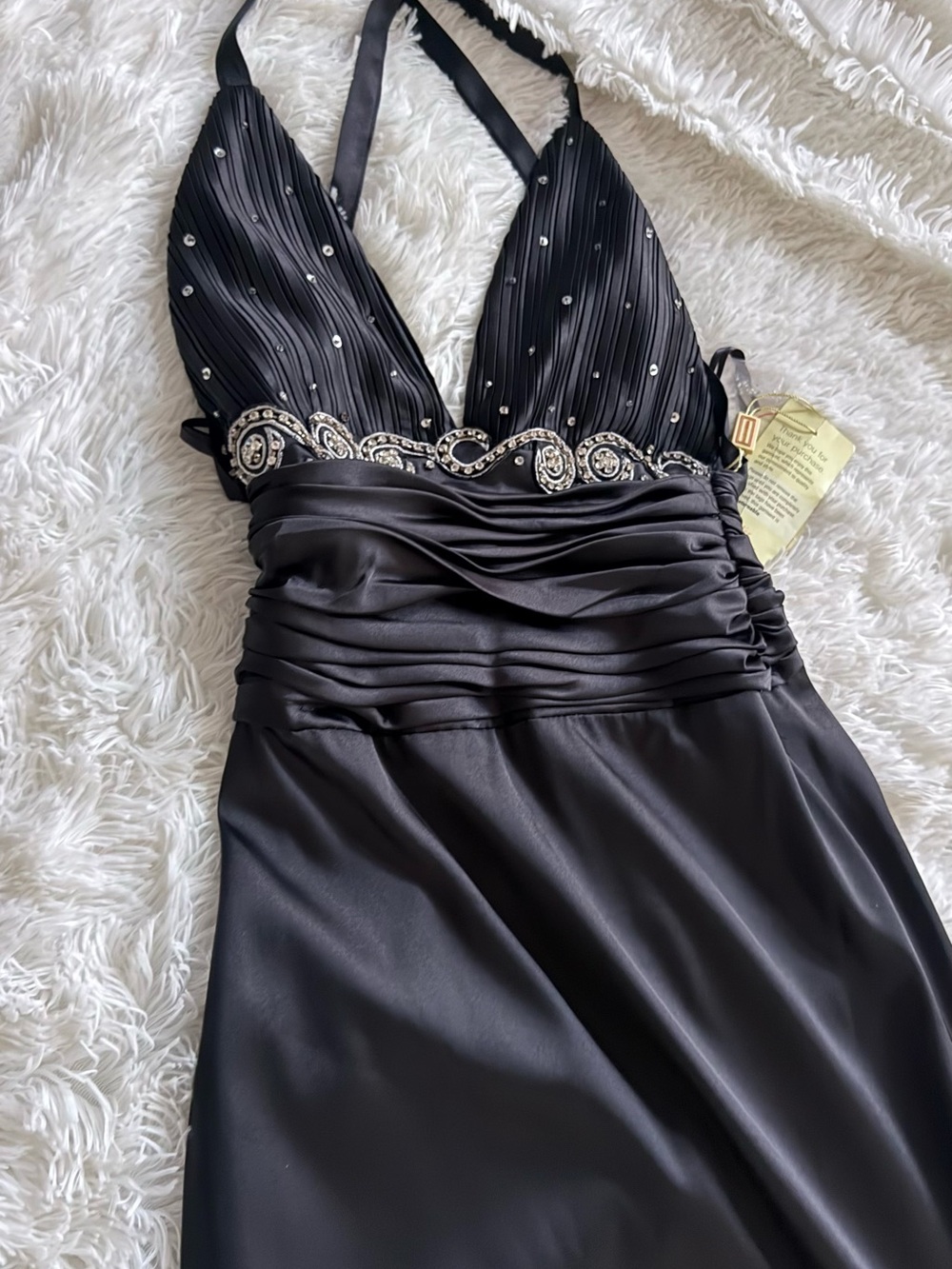 Black Halter Prom Dress with Beaded Waist
